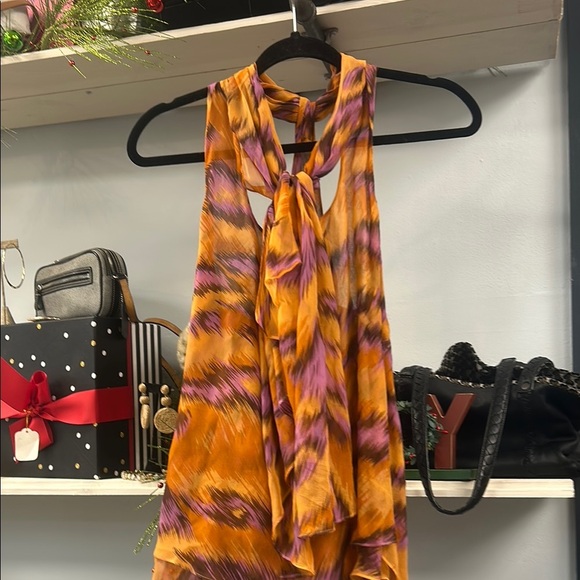 Diane Von Furstenberg Marroca Printed Silk Chiffon Sleeveless Blouse Size 2 - Picture 7 of 8